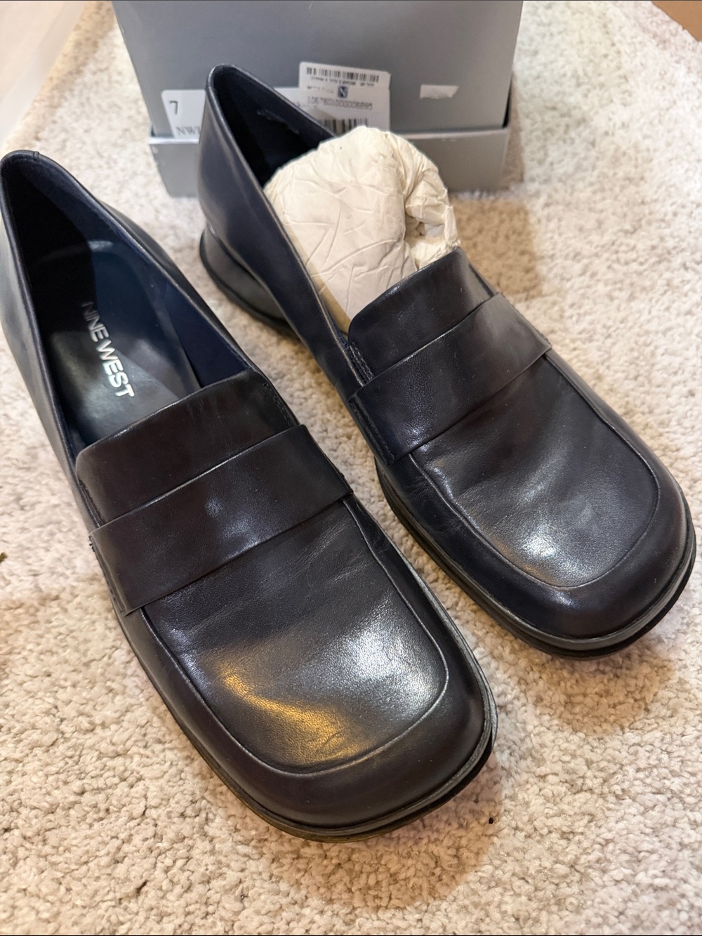 Nine West navy Leather Slip-On Loafers